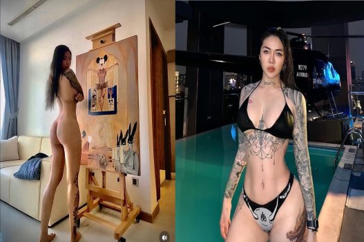 Full clip em Thủy Tạ lộ clip bướm xinh xăm kín người