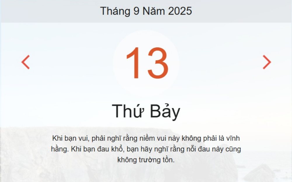 Xem lịch Âm Dương hôm nay 13/09