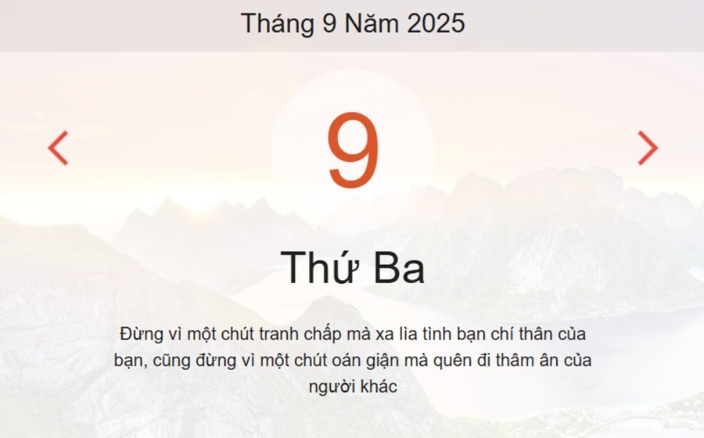 Xem lịch Âm Dương hôm nay 09/09