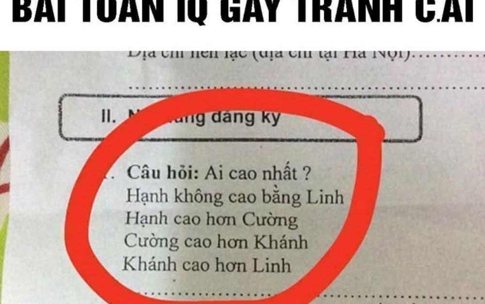 Bài toán IQ gây tranh cãi: Ai cao nhất?