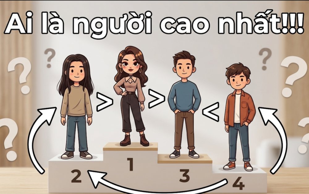 Bài toán “ai cao nhất” khiến dân mạng cãi nhau vì một chi tiết vô lý ít người nhận ra