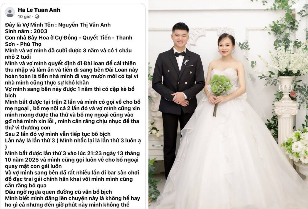 Drama: Chồng Đăng Bài "Bóc Phốt" Vợ Ngoại Tình 3 Lần Khi Sang Đài Loan Làm Việc