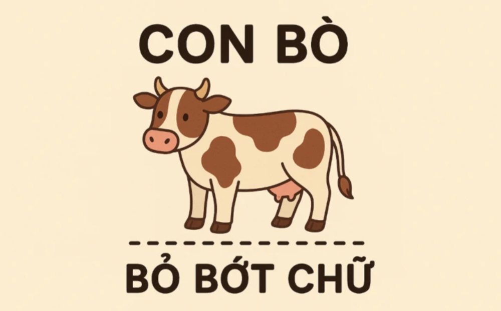 Từ Tiếng Việt nào để nguyên là con bò, bỏ bớt chữ vẫn là con bò?