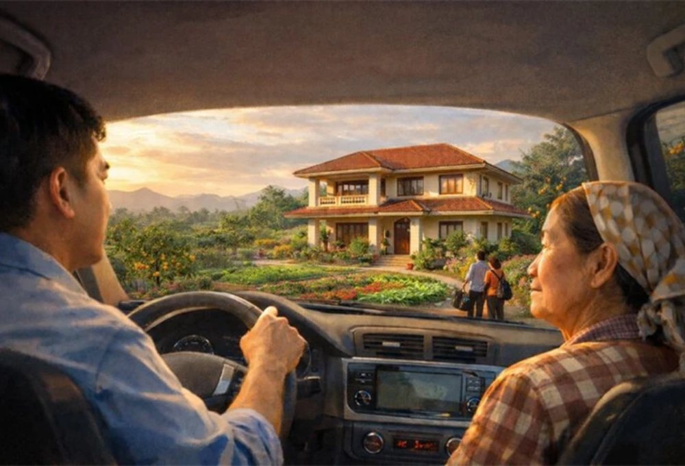 Tiện đường chở giúp việc về quê, mới biết nhà bà ấy to đẹp gấp 10 nhà tôi