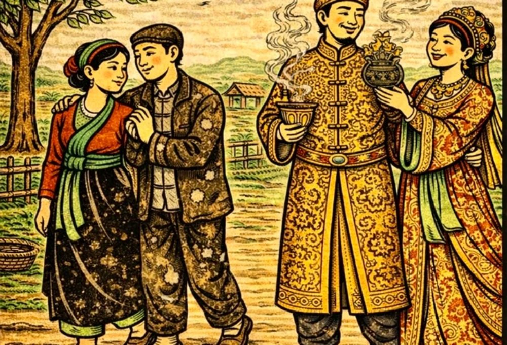 Đoán vui 'hack não': 2 cặp đôi trong tranh minh hoạ cho câu ca dao nào?