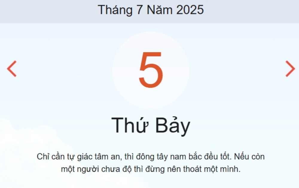 Lịch âm 5/7 - Âm lịch hôm nay 5/7- lịch vạn niên ngày 5/7/2025