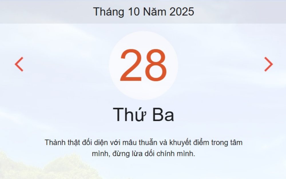 Lịch âm 28/10 - Xem âm lịch hôm nay 28/10 - lịch vạn niên ngày 28/10/2025