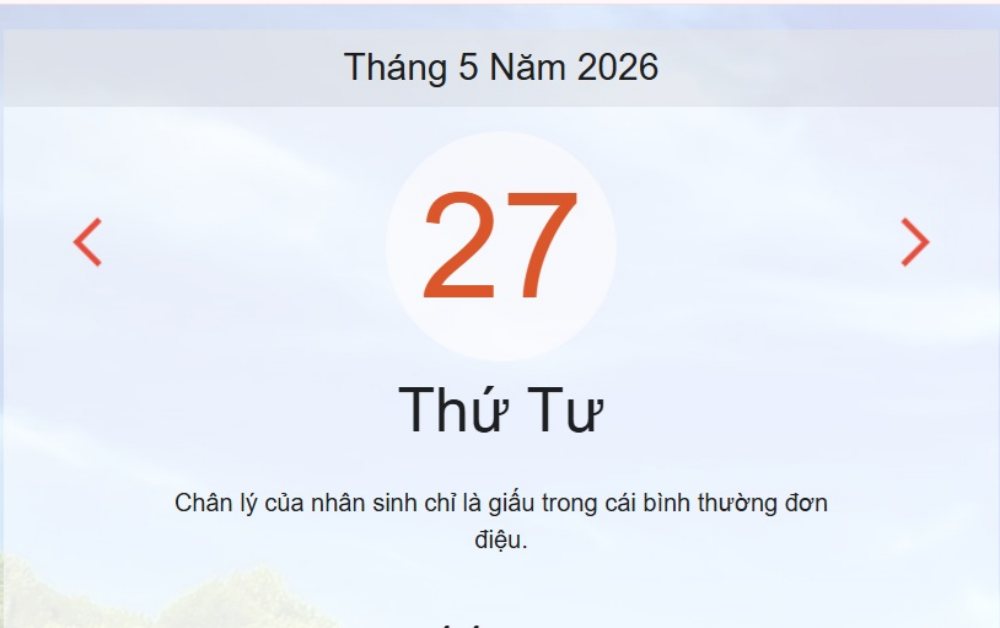 Xem ngay lịch âm dương hôm nay 27/05