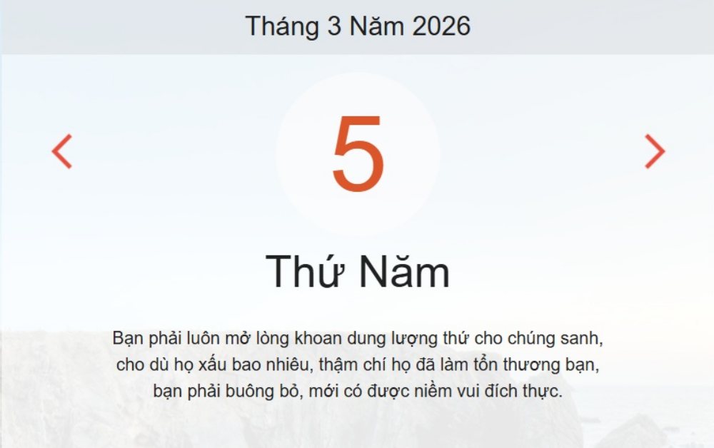 Xem ngay lịch âm dương hôm nay 5/3