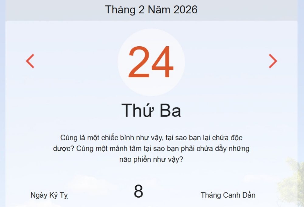 Xem ngay lịch âm dương hôm nay 24/2