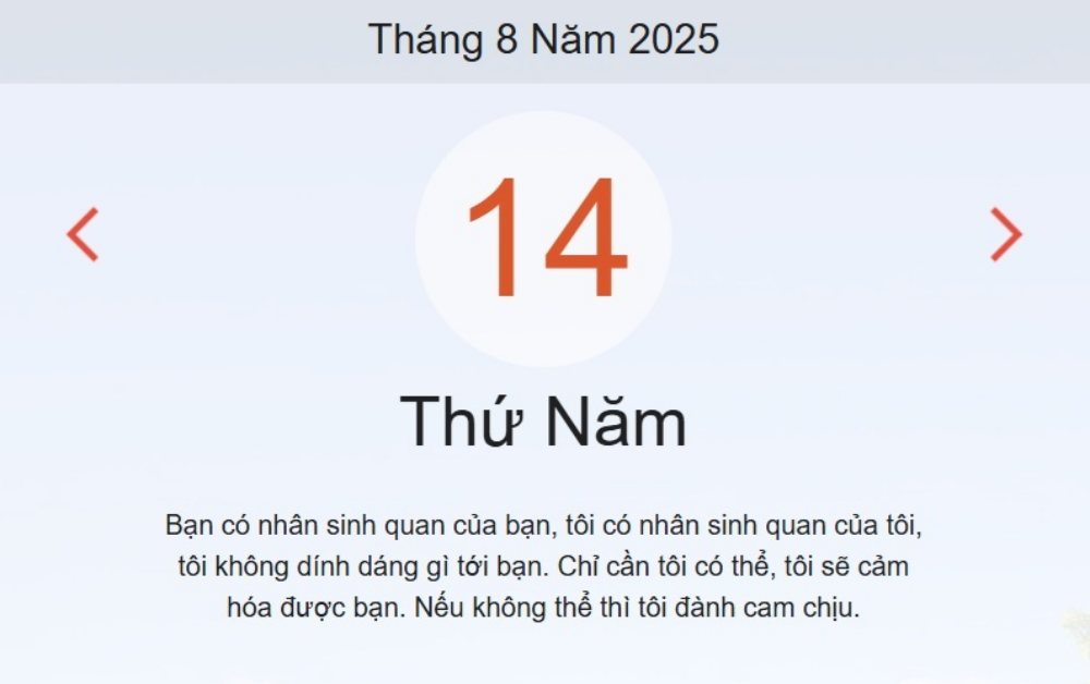 Xem ngay lịch Âm Dương hôm nay 14/08