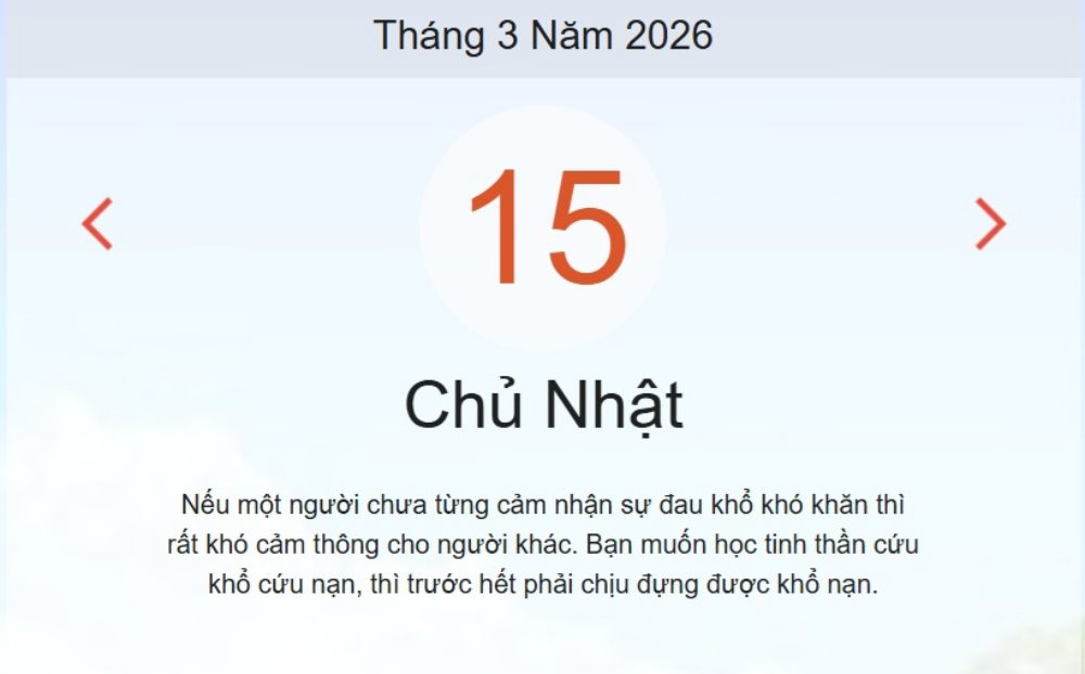 Xem ngay lịch âm dương hôm nay 15/3