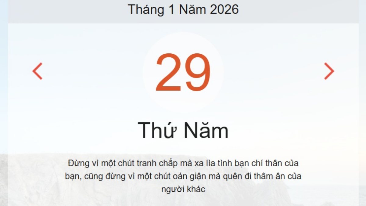 Xem ngay lịch âm dương hôm nay 29/1