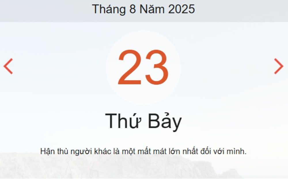 Âm lịch hôm nay 23/8 – Lịch âm và lịch vạn niên ngày 23/8/2025 chính xác nhất