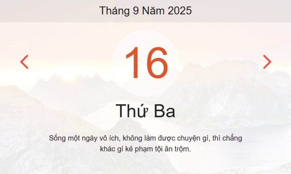 Lịch âm 16/9 - Xem Âm lịch hôm nay 16/9 - lịch vạn niên ngày 16/9/2025