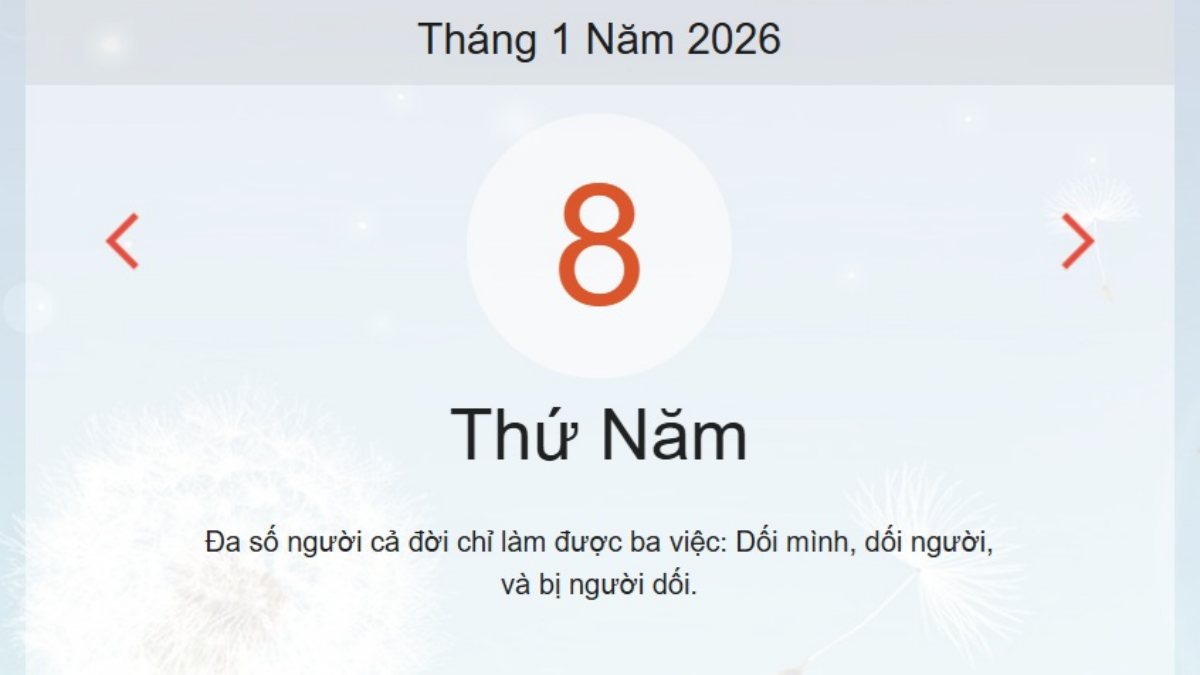 Xem ngay lịch âm dương hôm nay 8/1