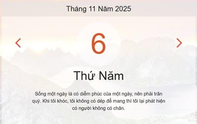 Lịch âm 6/11 – Xem âm lịch hôm nay ngày 6/11 – Lịch vạn niên ngày 6/11/2025