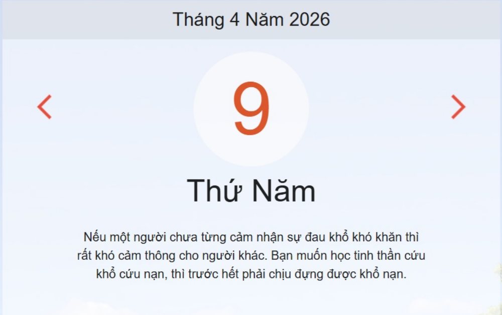 Xem ngay lịch âm dương hôm nay 9/4