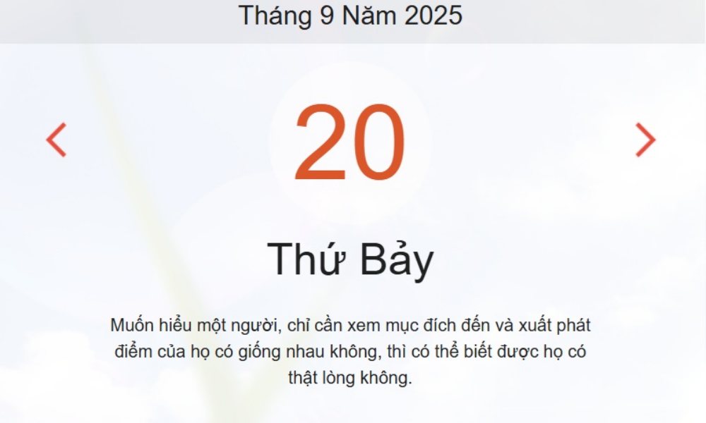 Xem lịch Âm Dương hôm nay 20/09
