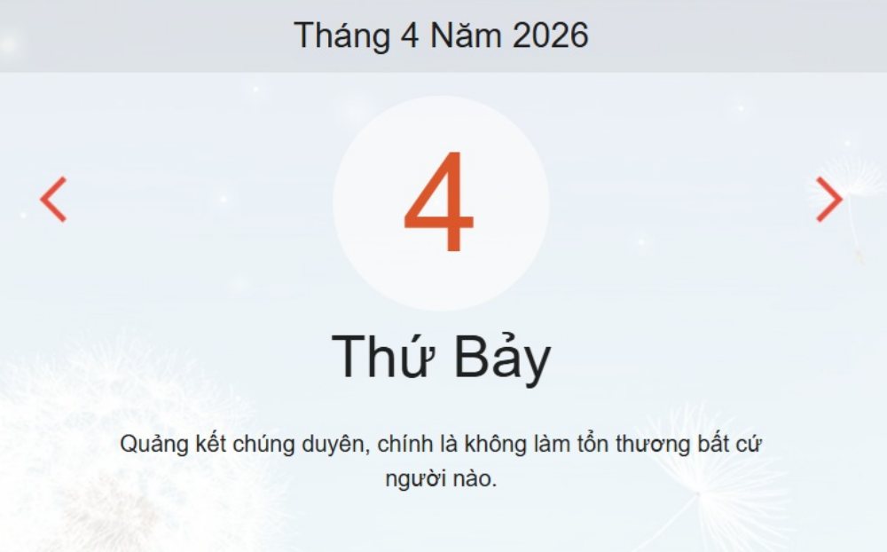 Xem ngay lịch âm dương hôm nay 4/4