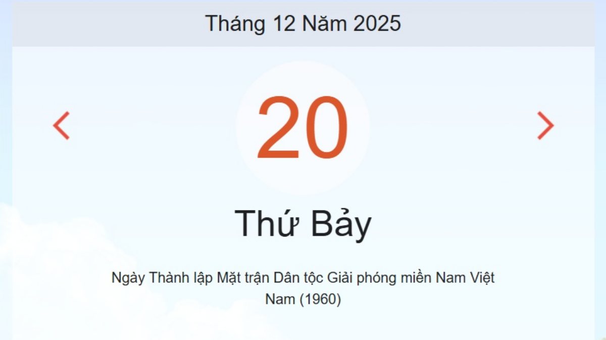 Xem ngay lịch âm dương hôm nay 20/12