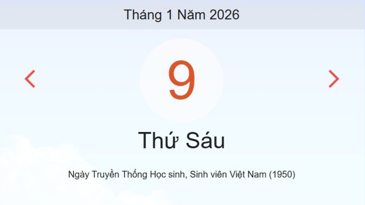 Xem ngay lịch âm dương hôm nay 9/1
