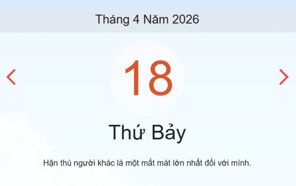 Xem ngay lịch âm dương hôm nay 18/04