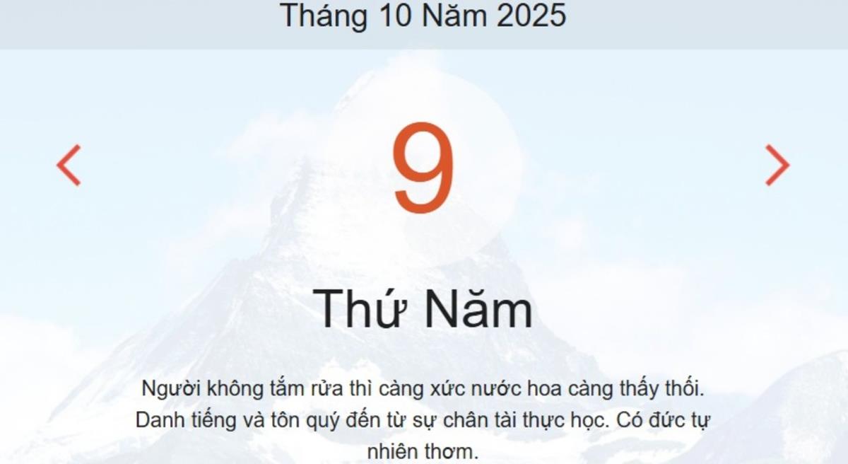 Lịch âm 9/10 - Xem Âm lịch hôm nay 9/10 - lịch vạn niên ngày 9/10/2025