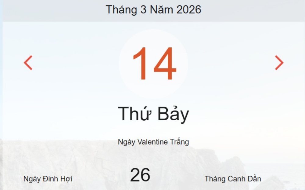 Xem ngay lịch âm dương hôm nay 14/3