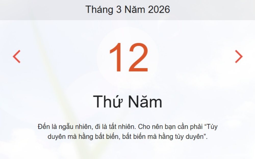 Xem ngay lịch âm dương hôm nay 12/3