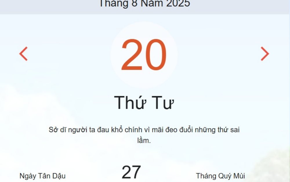 Xem ngay lịch Âm Dương hôm nay 16/08