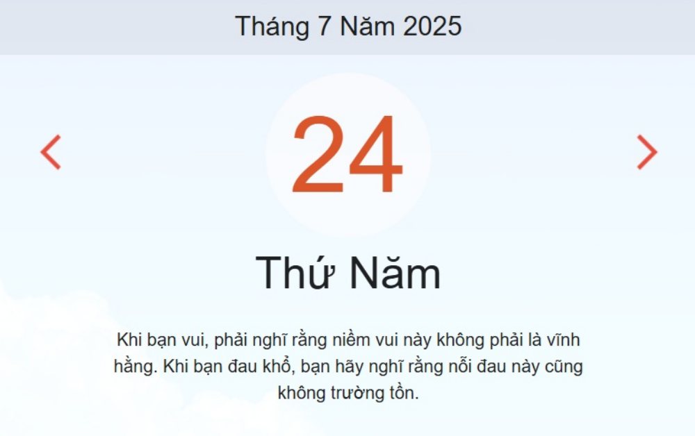 Âm lịch hôm nay 24/7 – Lịch âm và lịch vạn niên ngày 24/7/2025 chính xác nhất