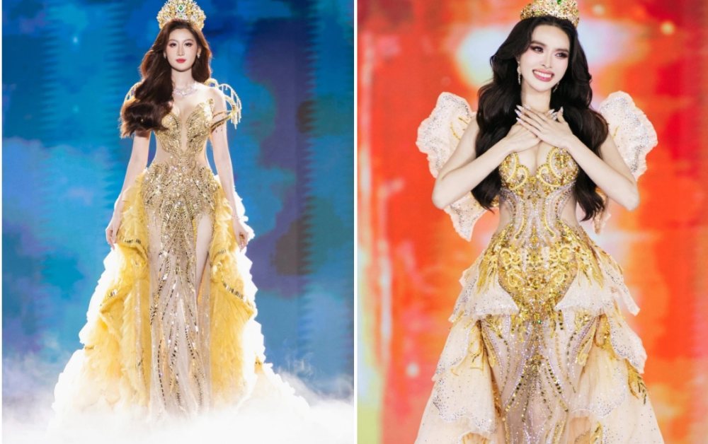 Hoa hậu Quế Anh mặc váy Nguyễn Minh Tuấn trao vương miện Miss Grand