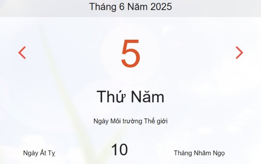 Lịch âm 5/6 - Âm lịch hôm nay 5/6 - lịch vạn niên ngày 5/6/2025