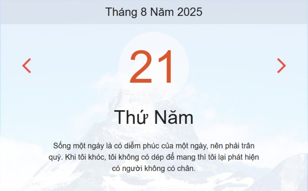 Âm lịch hôm nay 21/8 – Lịch âm và lịch vạn niên ngày 21/8/2025 chính xác nhất