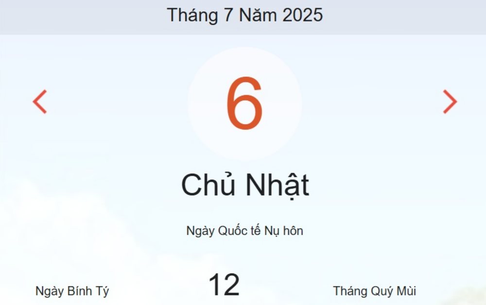 Lịch âm 6/7 - Âm lịch hôm nay 6/7 - lịch vạn niên ngày 6/7/2025
