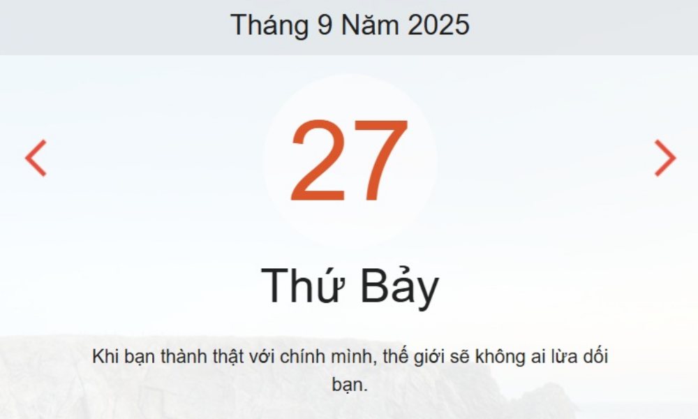 Lịch âm 27/9 - Xem Âm lịch hôm nay 27/9 - lịch vạn niên ngày 27/9/2025