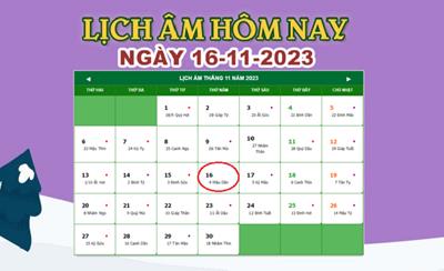 Lịch âm 16/11 - Âm lịch hôm nay 16/1/2023 nhanh và chính xác