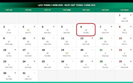 Lịch âm 6/3 – Âm lịch hôm nay thứ Sáu ngày 6/3/2026 chính xác nhất, lịch vạn niên ngày 6/3/2026