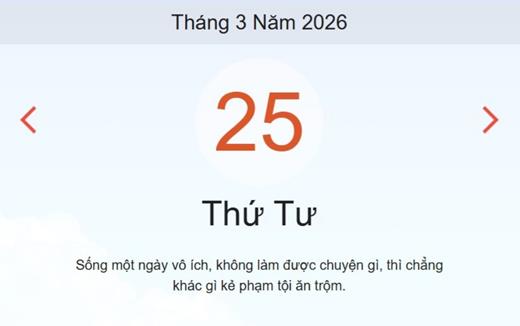 Xem ngay lịch âm dương hôm nay 25/3
