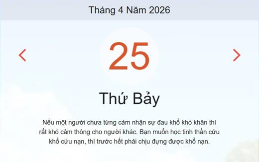 Xem ngay lịch âm dương hôm nay 25/04