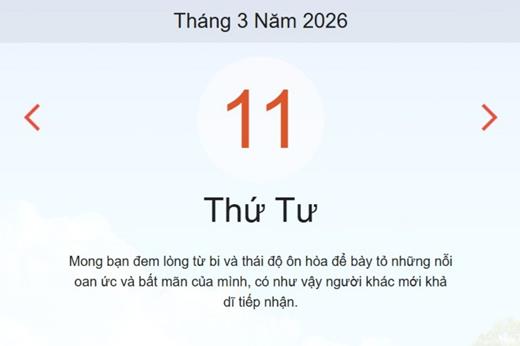 Xem ngay lịch âm dương hôm nay 11/3