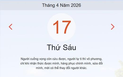 Xem ngay lịch âm dương hôm nay 17/04