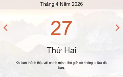 Xem ngay lịch âm dương hôm nay 27/04