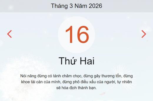 Xem ngay lịch âm dương hôm nay 16/3