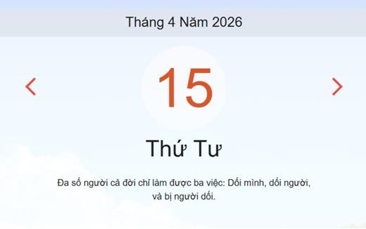 Xem ngay lịch âm dương hôm nay 15/04