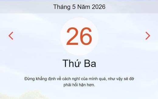 Xem ngay lịch âm dương hôm nay 26/05