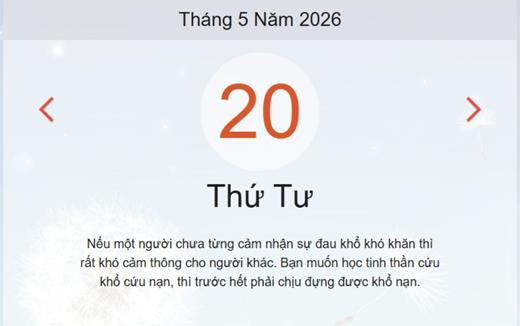Xem ngay lịch âm dương hôm nay 20/05