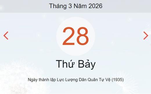 Xem ngay lịch âm dương hôm nay 28/3