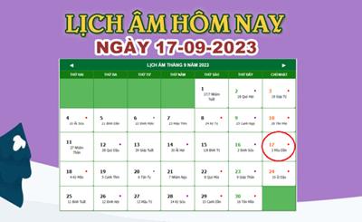 Lịch âm 17/9 – Âm lịch hôm nay 17/9/2023 nhanh và chính xác